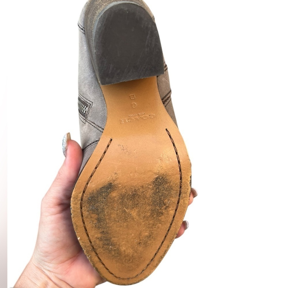 Coach Haven Tan Leather Studded Ankle Booties- Size 6B - Picture 10 of 14